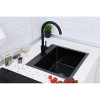 Мойка для кухни из нержавеющей стали Alcora Vienna 50х45 см., цвет Nano Black. Cифон в комплекте 3045042NB