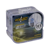 Галогенная лампа VOLTON H3, 12 В, 55 Вт, РK22S +150%, комплект 2 шт. VLT1504