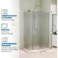 Душевой уголок GuteWetter gwmpkb018rb 115x85x200 см, профиль хром блестящий, стекло матовое закаленное 6 мм 4698031922338