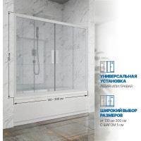 Шторка на ванну GuteWetter gwmpkb019p4 245x150 см, профиль белый матовый, стекло бесцветное закаленное 6 мм 4698031666317
