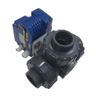 Трехходовой ПВХ шаровый кран TECHNO 3050PVC-NP50DF230V DN50, с электроприводом 50Нм, 230В, управление открыто/закрыто 673501