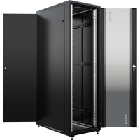 Шкаф напольный универсальный серверный NTSS R 42U 800x1000мм, 4 профиля 19, двери стекло и сплошная металл, боковые стенки съемные, регулируемые опоры, разобранный, черный RAL 9005 NTSS-R42U80100GS-BL