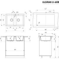 Кухонная мойка ULGRAN антрацит U-608-343