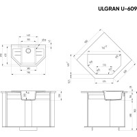 Кухонная мойка ULGRAN черный U-609-308