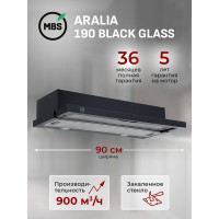 Кухонная вытяжка встраиваемая MBS ARALIA 900 BLACK GLASS 6017