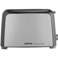 Тостер Centek черный/стальной 750 Вт, 7 степеней прожарки, 2 тоста, поддон, стоп, подогрев, разморозка CT-1429