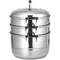 Мантоварка-пароварка Lara нержавеющая сталь 28x31 см, 11 л, 3 секции + крышка с окном, сталь 0.5 мм LR03-40