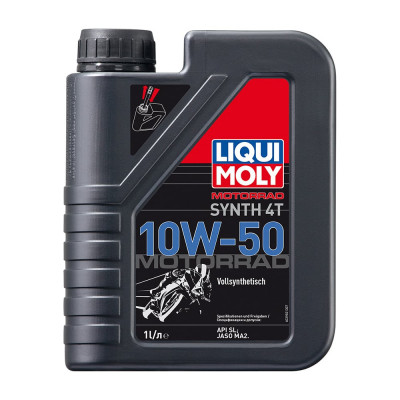 Синтетическое моторное масло 4T для четырехтактных мотоциклов LIQUI MOLY Motorrad Synth 4T 10W-50 SL;MA-2 3982