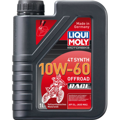 Синтетическое моторное масло 4T для четырехтактных мотоциклов LIQUI MOLY Motorbike 4T SynthOffroad Race 10W-60 SL;JASO 3053