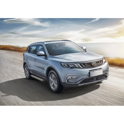 Алюминиевые пороги для Geely Atlas 2018-н.в. Rival Bmw-Style круги D173AL.1903.2