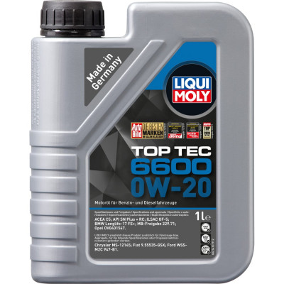 НС-синтетическое моторное масло LIQUI MOLY Top Tec 6600 0W-20 SN Plus + RC C5 GF-5 21410