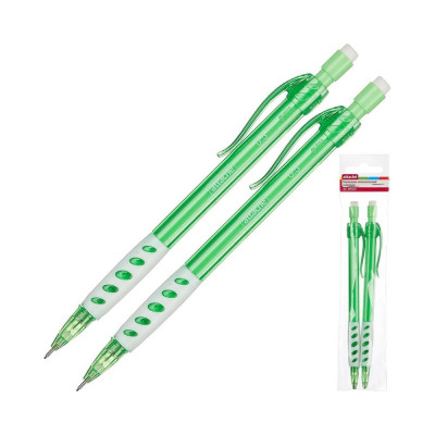Attache Карандаш механический SuperGrip 0,5мм, зеленый корп., 2шт/уп. 889120