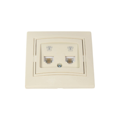 Lezard Мира Розетка RJ11x2 крем с вст крем 701-0303-138