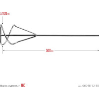 Миксер для песчано-гравийных смесей (120х500 мм, шестигранный хвостовик) СИБИН 06048-12-50