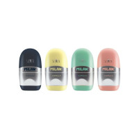 Ластик-точилка Milan Capsule Silver каучуковый с двумя запасными ластиками 973182