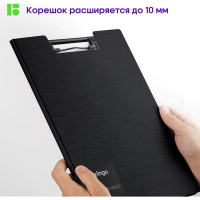 Папка-планшет с зажимом BERLINGO Steel&Style A4, пластик полифом, черная PPf_93001