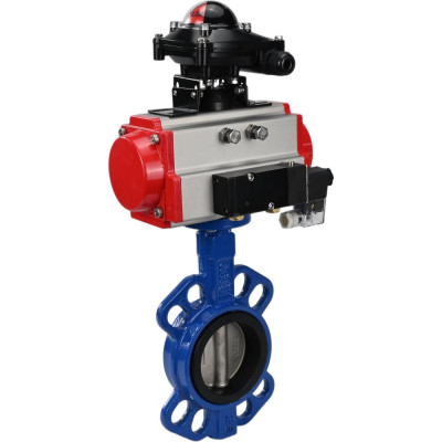 Затвор DN.ru GGG50-GGG40-EPDM Ду80 Ру16 с пневмоприводом, пневмораспределителем, БКВ D050-00244