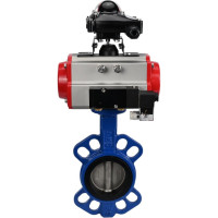 Затвор DN.ru GGG50-GGG40-EPDM Ду80 Ру16 с пневмоприводом, пневмораспределителем, БКВ D050-00244