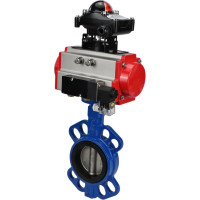 Затвор DN.ru GGG50-GGG40-EPDM Ду80 Ру16 с пневмоприводом, пневмораспределителем, БКВ D050-00244