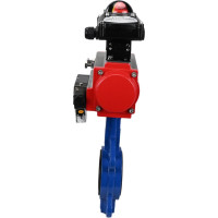 Затвор DN.ru GGG50-GGG40-EPDM Ду80 Ру16 с пневмоприводом, пневмораспределителем, БКВ D050-00244