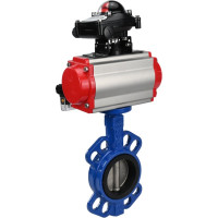 Затвор DN.ru GGG50-GGG40-EPDM Ду80 Ру16 с пневмоприводом, пневмораспределителем, БКВ D050-00244