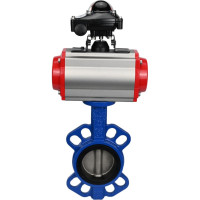 Затвор DN.ru GGG50-GGG40-EPDM Ду80 Ру16 с пневмоприводом, пневмораспределителем, БКВ D050-00244