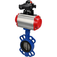 Затвор DN.ru GGG50-GGG40-EPDM Ду80 Ру16 с пневмоприводом, пневмораспределителем, БКВ D050-00244