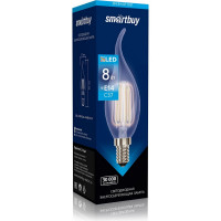 Светодиодная LED лампа Smartbuy Свеча на ветру FIL C37-8W00/E14 SBL-C37FCan-8-40K-E14
