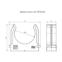 Крепеж-клипса для труб Промрукав атмосферостойкая, для прямого монтажа, серая, в п/э, d32 мм, 25 шт. PR13.0404