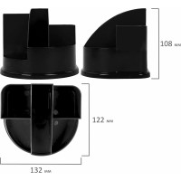 Подставка-органайзер BRAUBERG STYLE 5 отделений, 132x122x108 мм, черный 238096