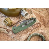 Складной нож Kizlyar Supreme Ute cталь 440C, StoneWash, рукоять из зеленого G10 4650065055796