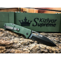 Складной нож Kizlyar Supreme Ute cталь 440C, StoneWash, рукоять из зеленого G10 4650065055796