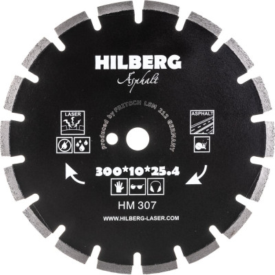 Диск алмазный отрезной Hilberg 300x25.4 Hard Materials Laser Asphalt HM307
