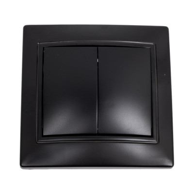 Выключатель Smartbuy 2-клавишный 10А черный, Венера SBE-01b-10-SW2-0-c