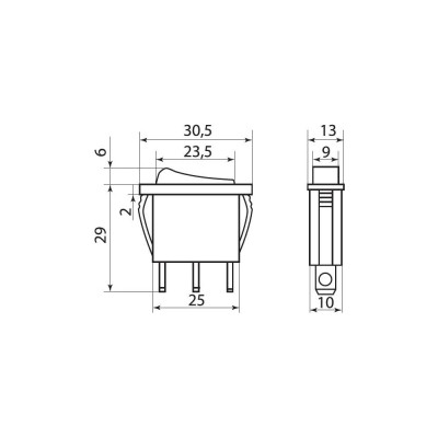 Клавишный переключатель TDM ELECTRIC YL-202-03, черный корпус, красная клавиша, 2 положения, 1з SQ0703-0025
