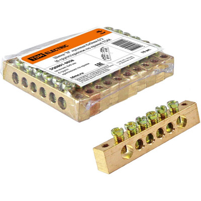 Нулевая шина "n" TDM ELECTRIC 6x9мм 6/2 (6 групп/крепеж по краям) SQ0801-0058