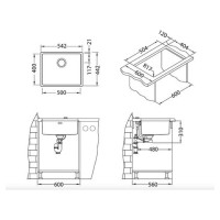 Мойка ALVEUS KOMBINO 50 SAT-90 500х400х195 мм, в комплекте с сифоном 1102384 1100237