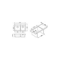 Мойка ALVEUS GRANITAL ATROX 50 CONCRETE - G81 в комплекте с сифоном 1132822 1132001