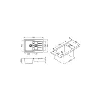 Мойка ALVEUS GRANITAL CADIT 70 CARBON - G91 790x500 в компл с 1132822 1131361