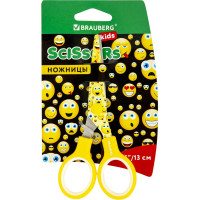 Ножницы BRAUBERG Kid Series Смайлики 130 мм, жёлто-белые 232274