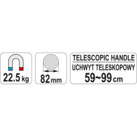 Захват магнитный телескопический YATO длина 59-99 см. диам. 82мм.грузопод.22,5кг YT-0860 37140860 092 1