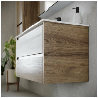 Подвесная тумба Sancos Libra 590x450x500, c двумя ящиками оснащенными доводчиками, дуб чарльстон, арт. LB60ECH