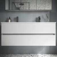Подвесная тумба Sancos Urban 1190x450x550, c двумя ящиками оснащенными доводчиками, белый глянец, арт. UR120-1W