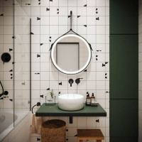 Зеркало для ванной комнаты Sancos Dames D650 с подсветкой, ремень из натуральной черной кожи, арт. DA650
