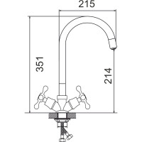 Смеситель для кухни Gota Rocio Barcelona с 2-мя рукоятками, с высоким силиконовым изливом, крепление гайка, серый 1/10 095538-GOTA