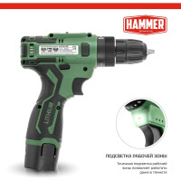 Аккумуляторная дрель Hammer промо 12в 2x1.5ач liion 10мм 0-350/0-1350об/мин, 26 нм, кейс ACD12/2С 824159
