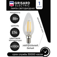 Светодиодная лампа Grisard Electric свеча С35 E14 8Вт 4000K филаментная нить GRE-002-0099(1)