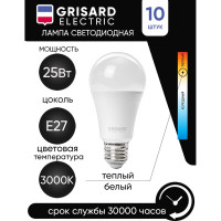 Светодиодная лампа Grisard Electric шар A70 E27 25Вт 3000K (10 шт/уп) GRE-002-0100
