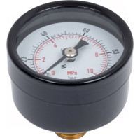 Манометр от 0 до 100 бар из углеродистой стали, D40 мм, NPT 1/4", штуцер сзади по центру A-Flow G10-C-4N-40B-100bar