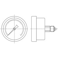 Манометр от 0 до 100 бар из нержавеющей стали, D63 мм, NPT 1/4", штуцер сзади по центру A-Flow G32-S-4N-63B-100bar